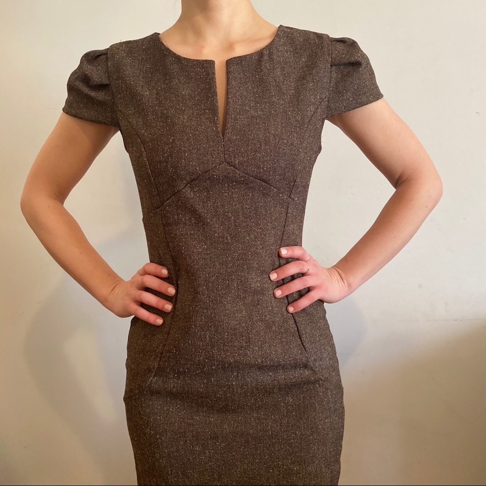 Vintage Style Brown Midi Dress